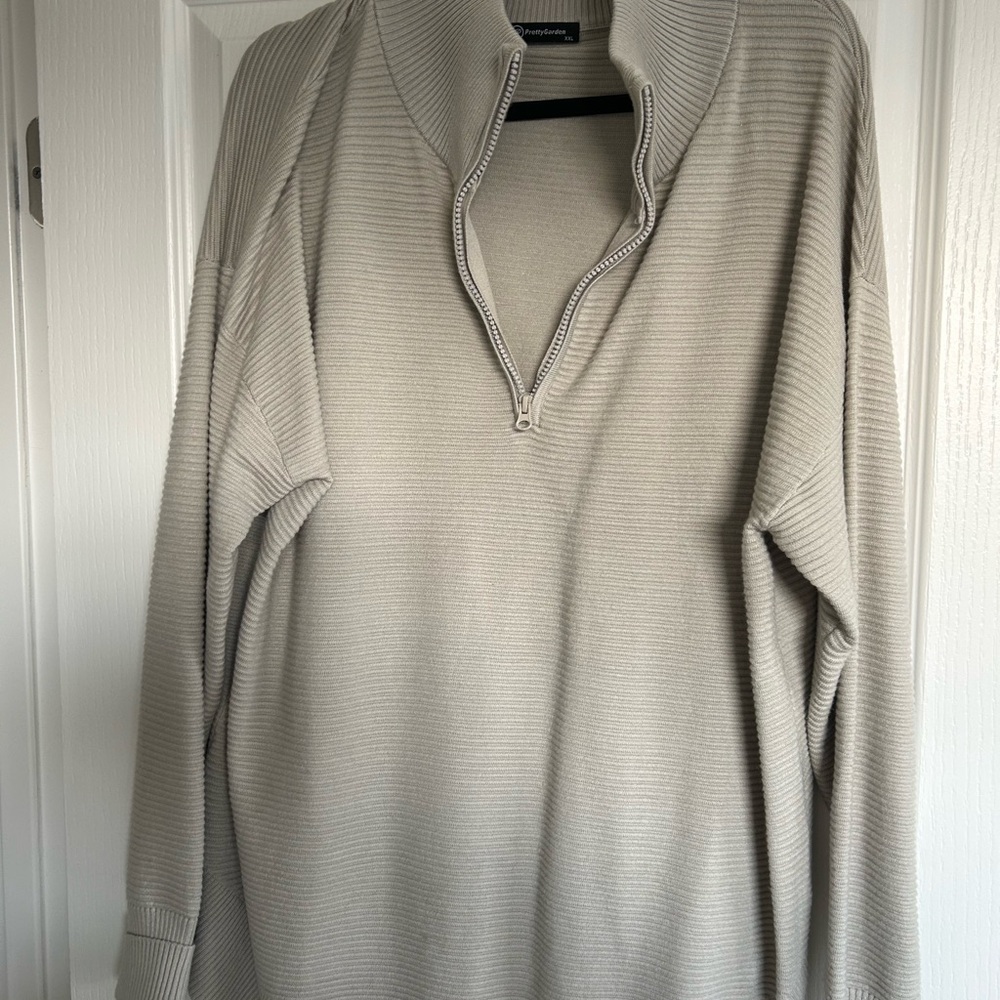 Women’s  Beige Quarter-Zip Sweater